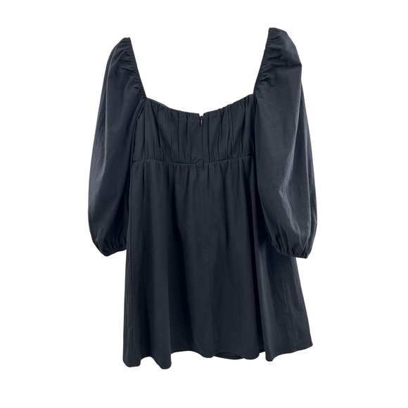 Reformation Black Square Neck Puff Sleeve Mini Dress Size 4 - Picture 3 of 4